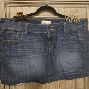 Old Navy Dark Blue Frayed Hem Mini Skirt